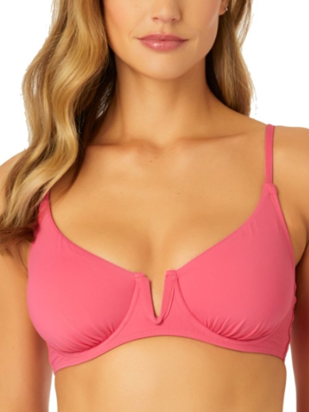Anne Cole Women's V-Wire Elongated Underwire Bikini Top Pink Size 36/38D 12665